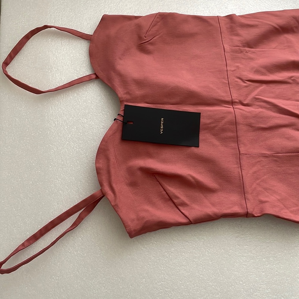 VESPER Dress  MADE Uk  Size 12. Rose / Soft MAUVE Strech. Cami strap